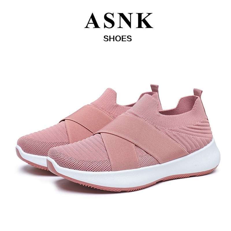 SEVEN DAY SEPATU RAJUT SLIP ON WANITA OLAHRAGA TANPA TALI SPORT SHOES A 6617 PINK