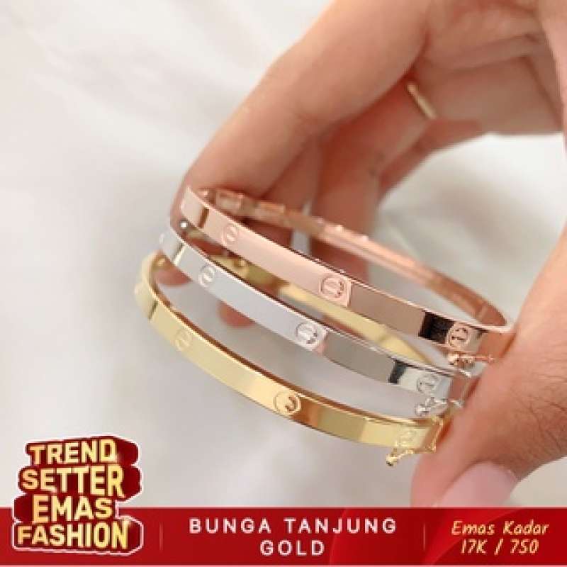 Jual GELANG FASHION LOVE BANGLE EMAS 17K 750 BUNGA TANJUNG