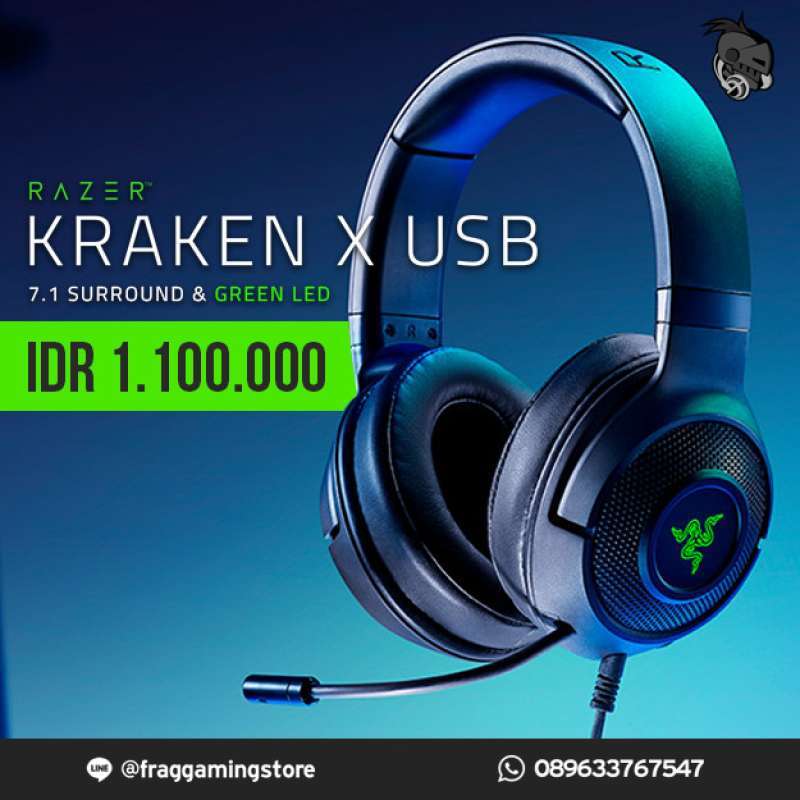 Baru Razer Kraken X Usb Gaming Headshet 7.1 Green Led Terbaik