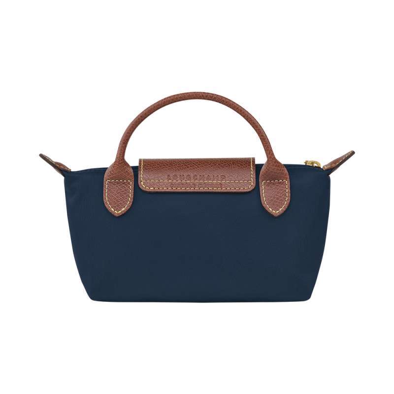 Promo Longchamp Le Pliage Original Pouch with Handle Canvas Navy