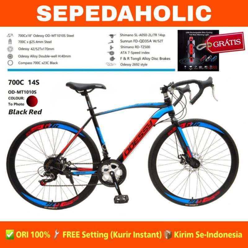 Sepeda Balap Roadbike ODESSY MT 1010S 700C Steel 14 Speed Rem Cakram