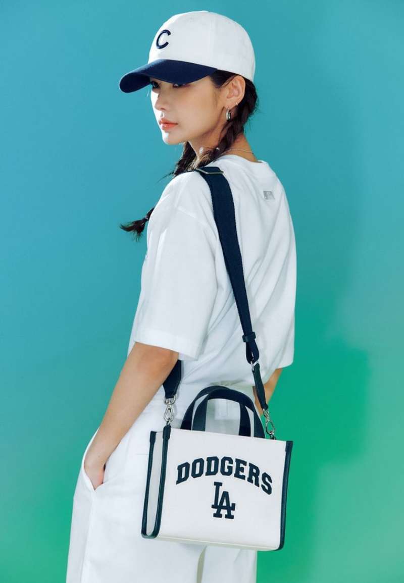 Jual MLB Varsity Basic Canvas S Tote Bag LA Dodgers Cream di