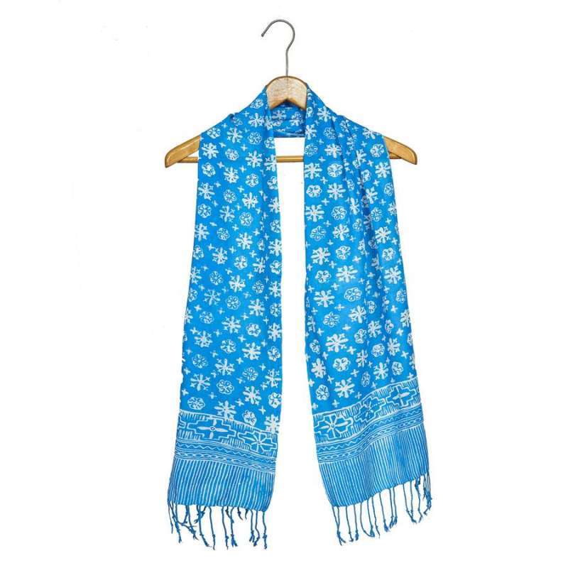 Jual Syal Katun Paris Batik 25x140 B50 Biru Muda Selendang