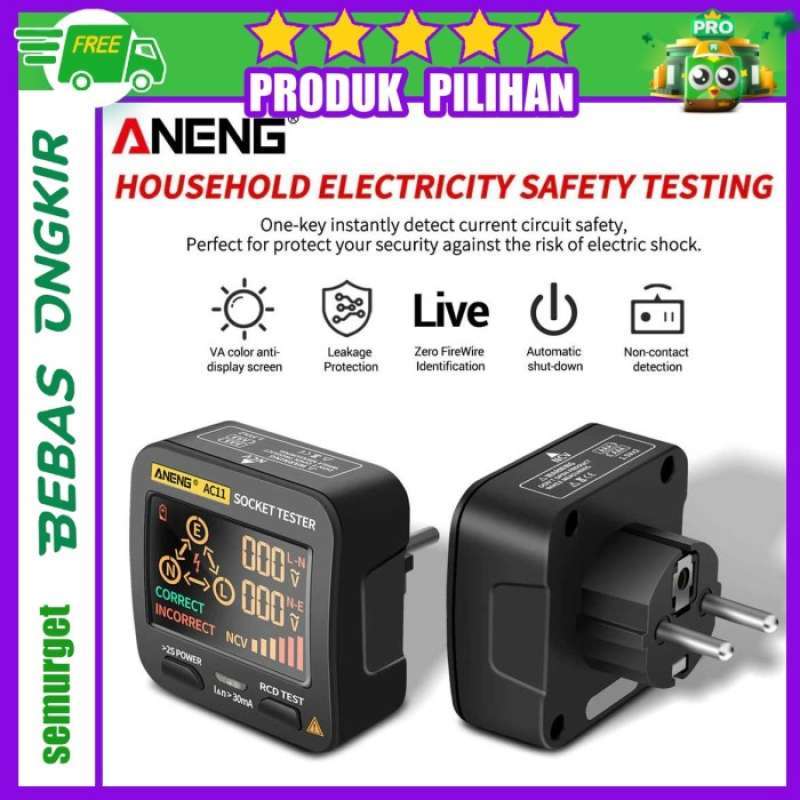 Promo ANENG Stop Kontak Voltage Tester Grounding Phase Check AC11