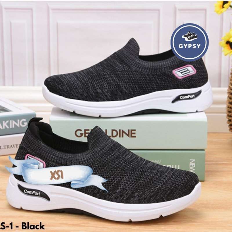 Promo 8.8 Sepatu Gypsy Sneakers Runner Wanita Slip On Hitam Kasual Flatshoes Xs1 Diskon 10 Di Seller Alluna Collection Mulyasari Kota Tasikmalaya Blibli