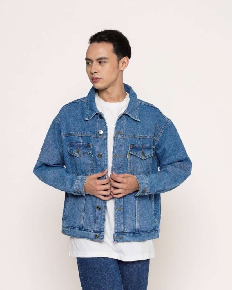 Promo Outerwear Unisex Erigo Denim Jacket Basic Naguni Light Blue