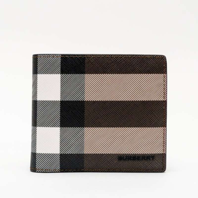 Jual Burberry Exaggerated Check Bifold Coin Wallet Dark Birch