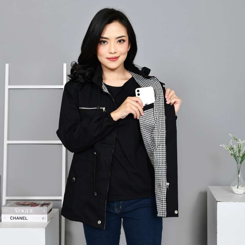 Promo Jaket Parka Wanita Jumbo Bolak Balik Kanvas Premium Diskon