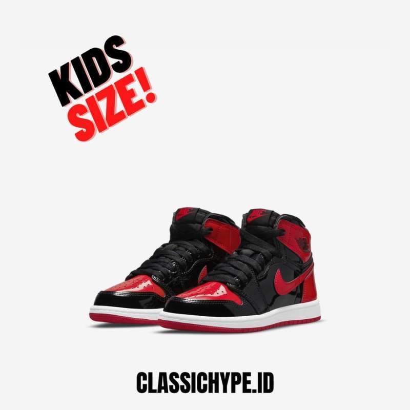 Jual AIR JORDAN 1 HIGH OG BRED PATENT TODDLER PRE SCHOOL SIZE di