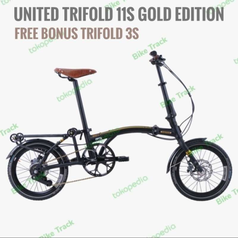 Jual sepeda lipat united trifold 11 gold edition bonus trifold 3s