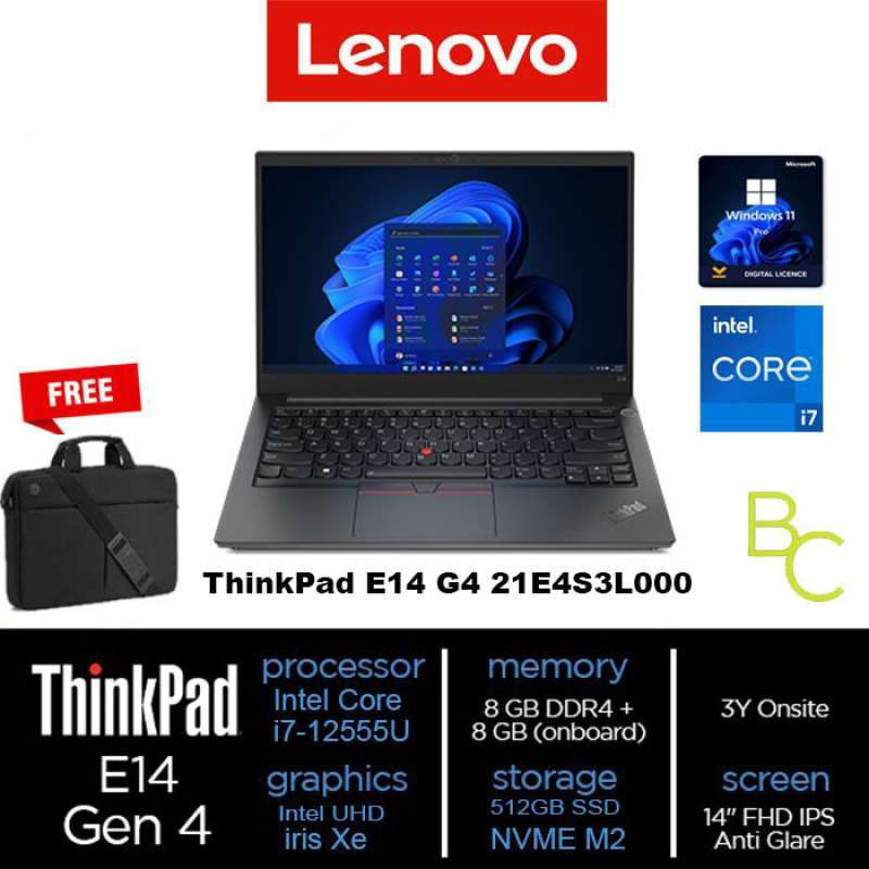 LAPTOP LENOVO THINKPAD E14-i7-12555U 8GB SSD 512GB IRIS XE 14