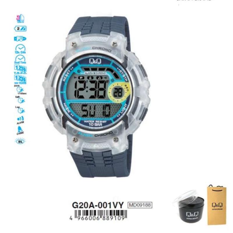 Q Q QnQ QQ Original Arloji Jam Tangan Pria Digital G20 G20A Water Resist 10 BAR