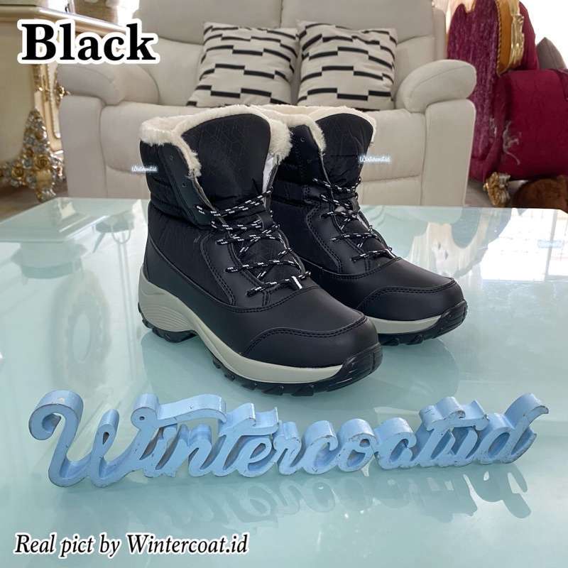 Freya Boots winter snow wanita cewek sepatu musim dingin salju waterproof  hitam import thermal anti slip gunung