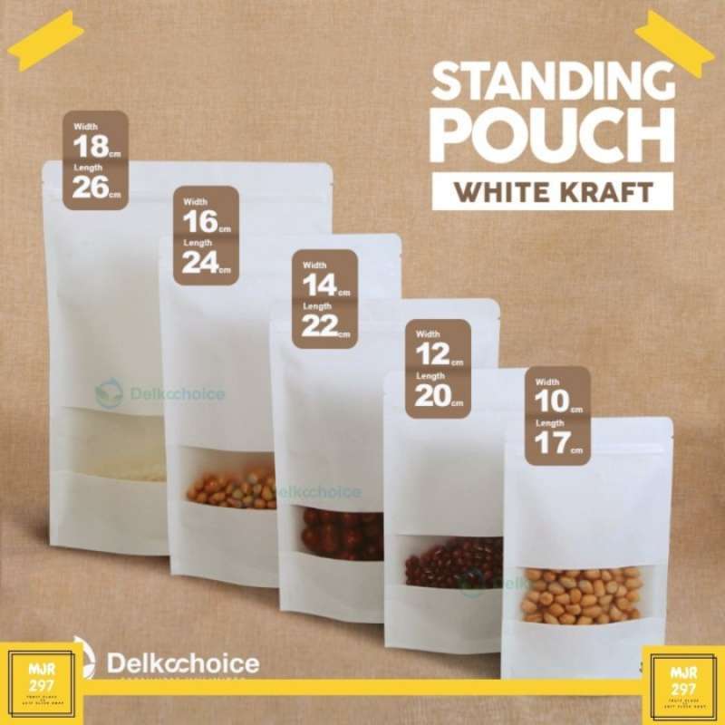 Jual STANDING POUCH PLASTIK KEMASAN MAKANAN SNACK KRAFT WINDOW