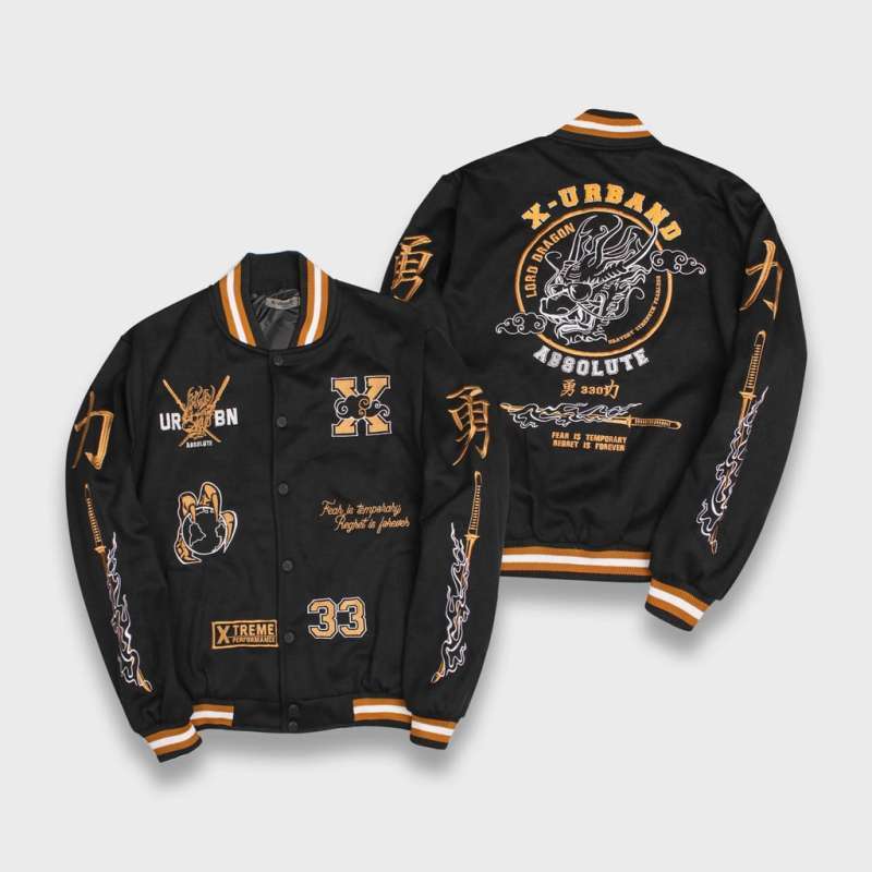 Jaket Varsity Baseball Vintage Unisex Streetwear Full Embroidery Chenille  A217