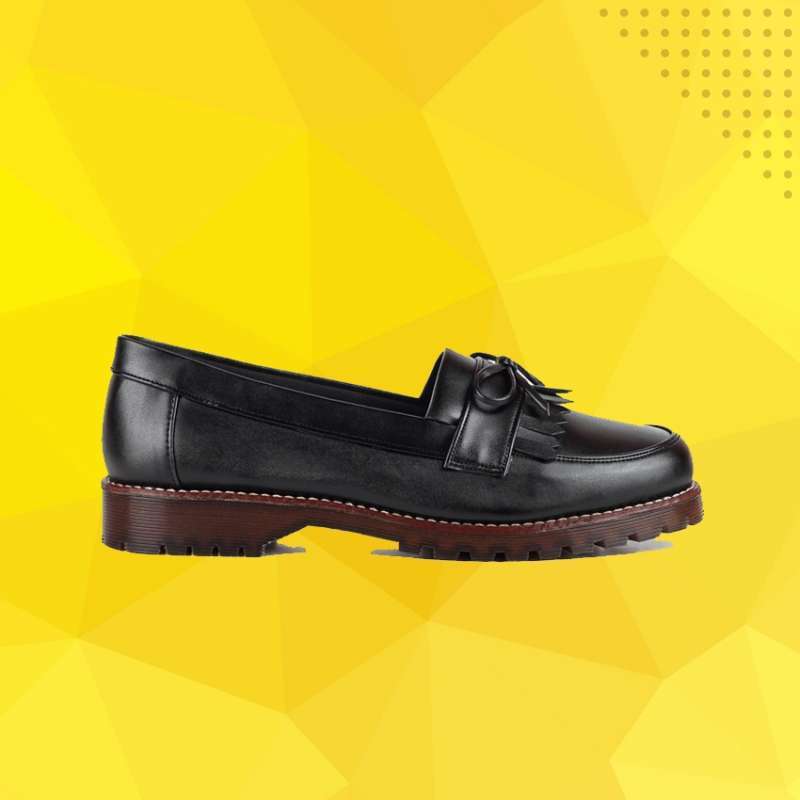 Victoria Black Gum 36-41 Sepatu Loafers Slip-On Wanita Pantofel