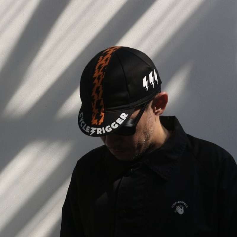 CYCLETRIGGER X MUJIONO BLACK ORANGE CYCLING CAP DANENDRASHOP7