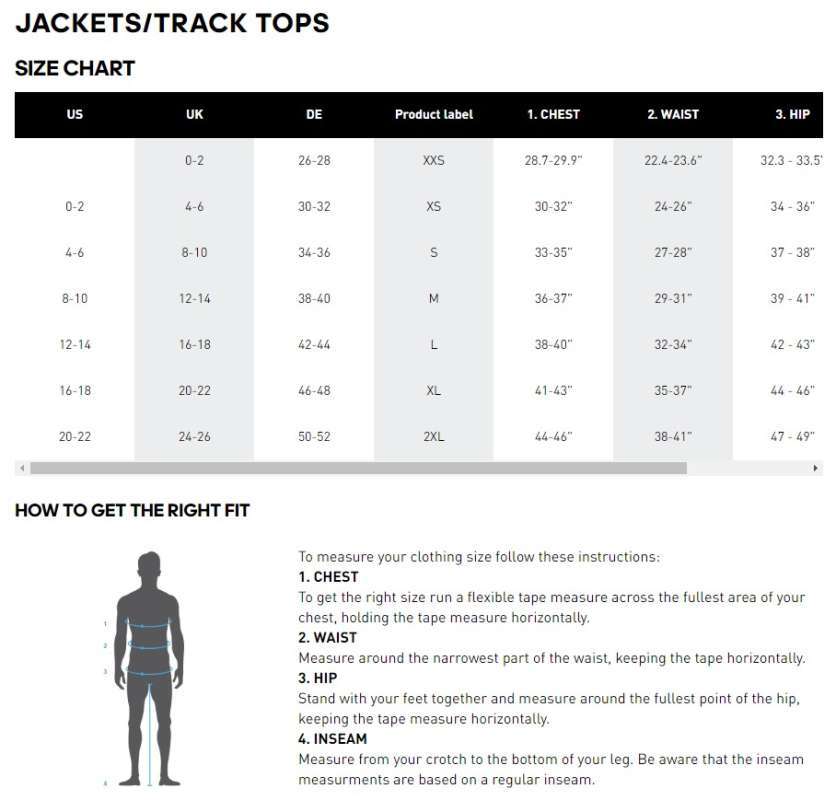 Adidas sweater size hot sale chart