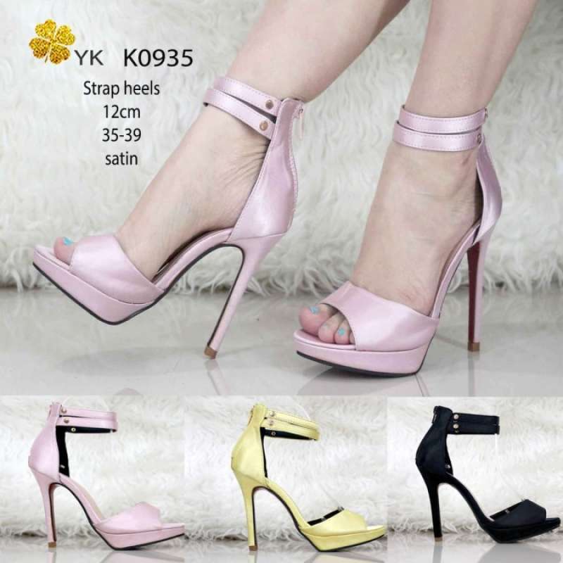 YKshoes 0935 strap heels 12cm shoes import sepatu wanita kuning pink