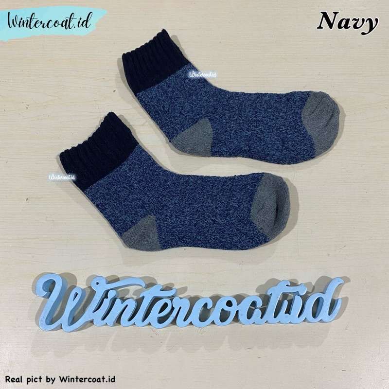 VERISH Kaos kaki winter wool thermal socks musim dingin hangat import wol  gunung wanita pria unisex 'Oshawott' Navy
