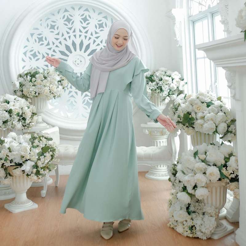 Promo Mouza Dress Varian Matcha Fashion Muslim Gamis Wanita