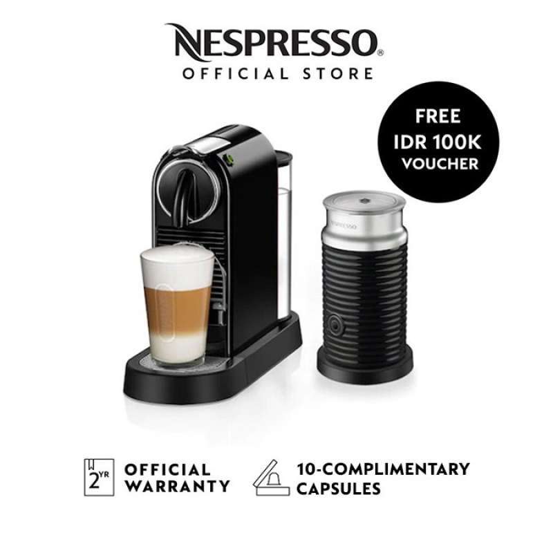 NESPRESSO CITIZ D112 COFFEE MACHINE BLACK WITH AEROCCINO3 LORENA
