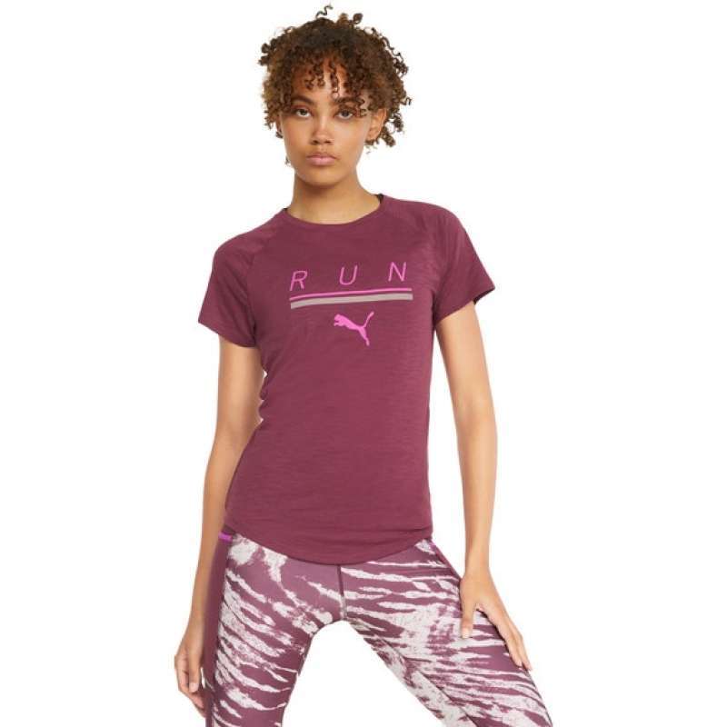Kaos Olahraga Wanita PUMA RUN 5K LOGO SS TEE W Grape Wine 521388 12