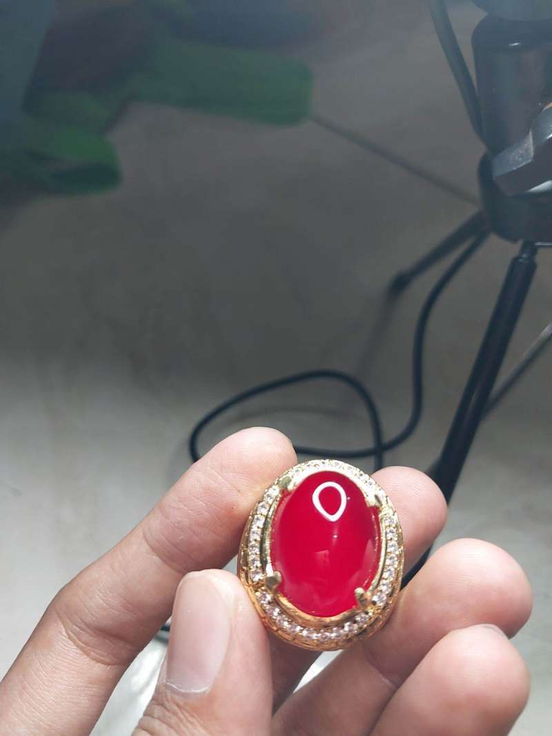 Cincin batu red carnelian ring alpaka mewah