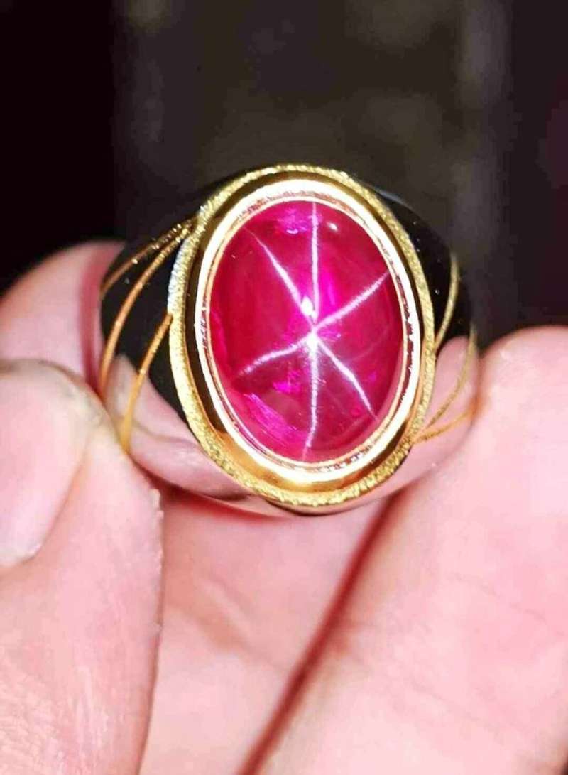 Batu permata minimalis pink ruby star model anak muda