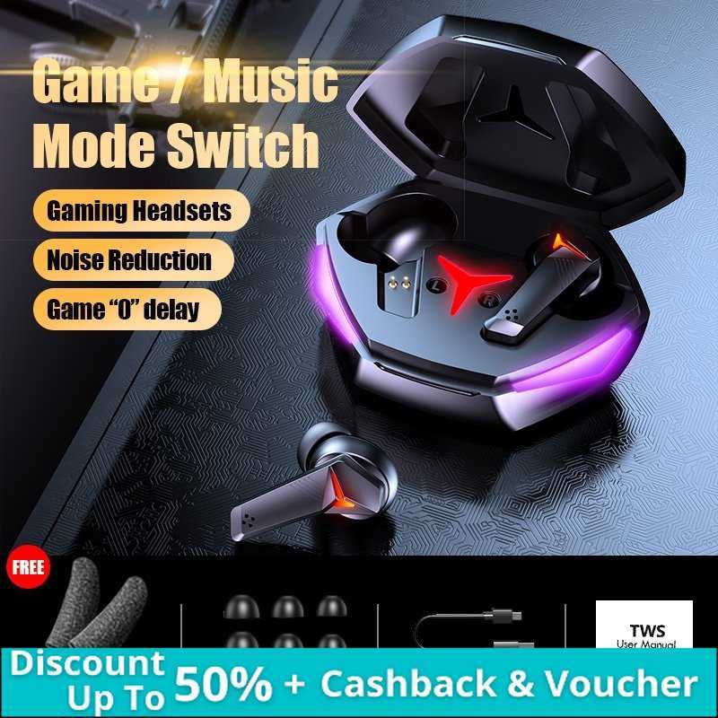 TWS T33 Earphone Wireless Gaming Headset Bluetooth 5.1 Original Full Bass Noise Cancelling Earbuds HiFi Stereo