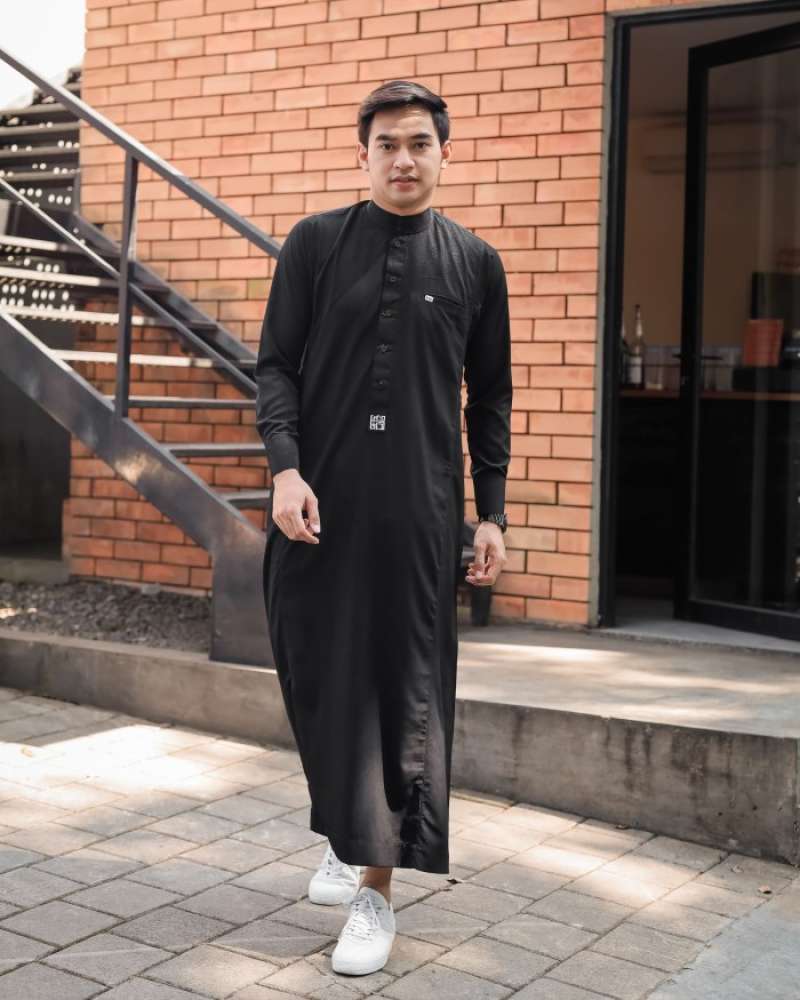 Jual Jubah Slimfit Pria Muslim Dewasa Hitam Khaleed Apparel Di