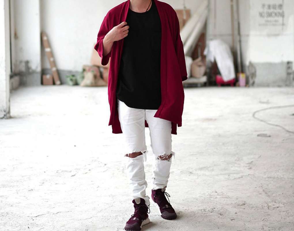 Maroon kimono cardigan top
