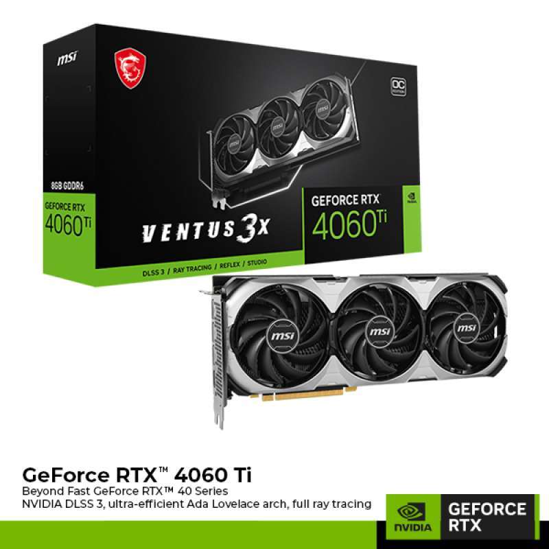 Jual VGA Card Msi Geforce Rtx 4060 Ti Ventus 3x 8g Oc 8gb Gddr6