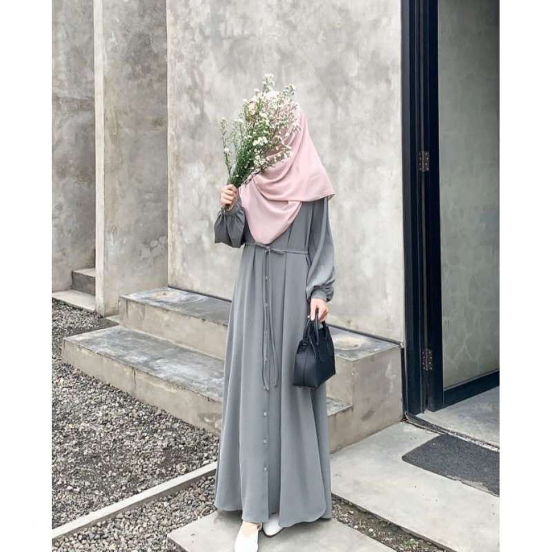 Abaya top abu abu