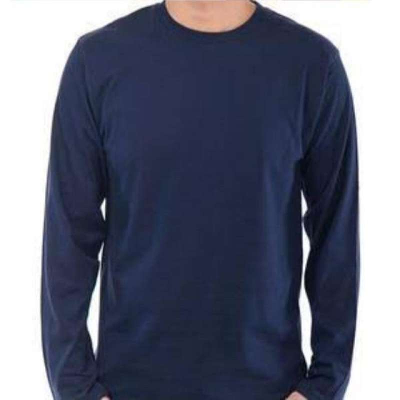 KAOS POLOS LENGAN PANJANG NAVY PRIA WANITA DEWASA COMBED 30s