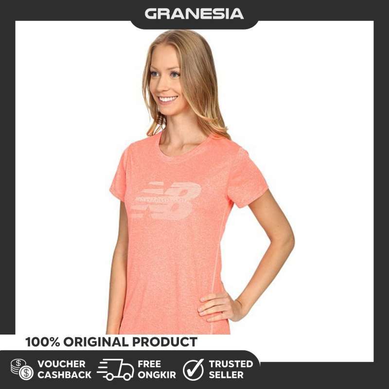 New Balance Graphic Heather Tee WT53184|Kaos Fitness Baju Yoga Lari