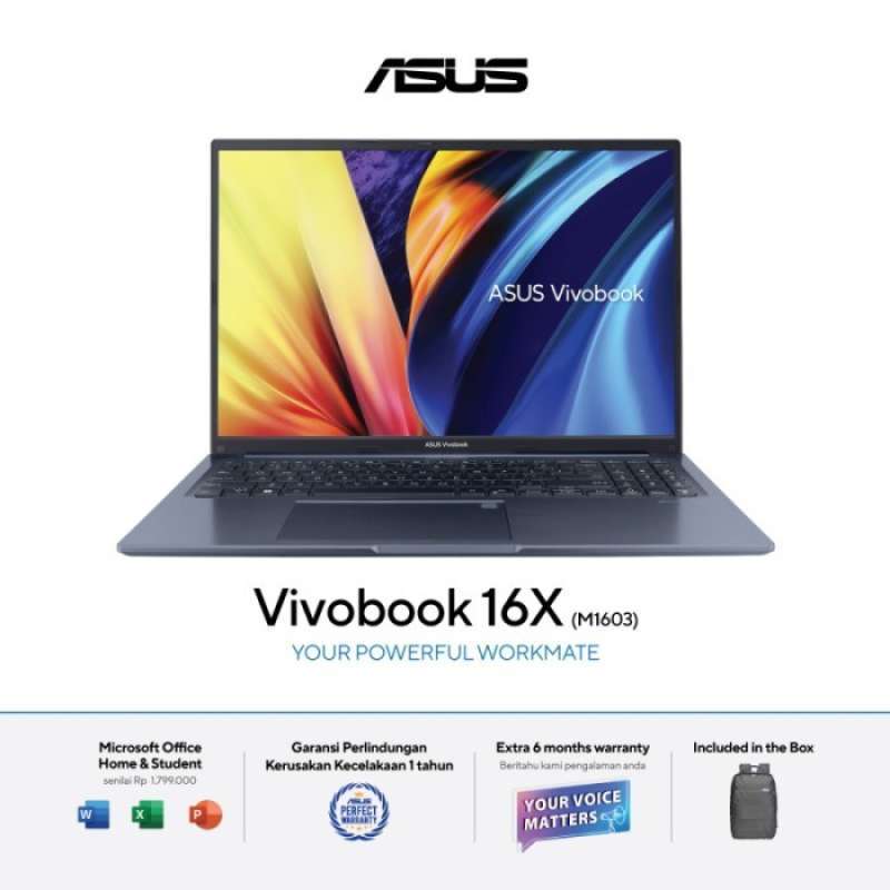 Asus Vivobook 16X untuk Profesional, Layar 16 Inci WUXGA IPS dan Prosesor AMD Ryzen 7, Dilengkapi SSD 512GB, Ideal untuk Keperluan Bisnis serta Kreatif