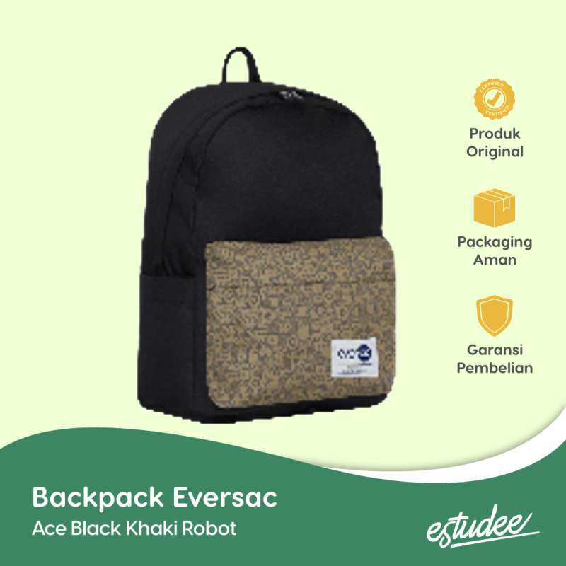 Jual Backpack Eversac Ace Black Khaki Robot di Seller Estudee
