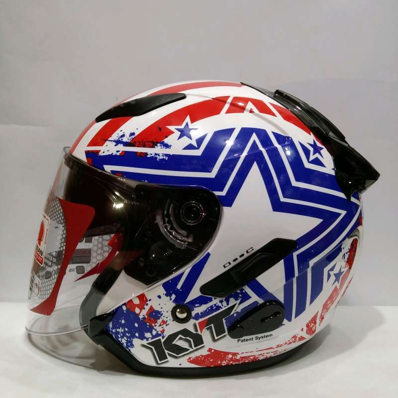 Jual Helm Kyt Galaxy Flat R Star White Helm Half Face L Di
