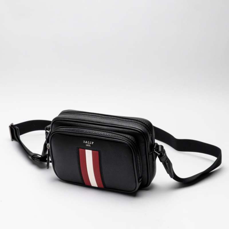 Bally Makeba Camera Crossbody Bag Black Red