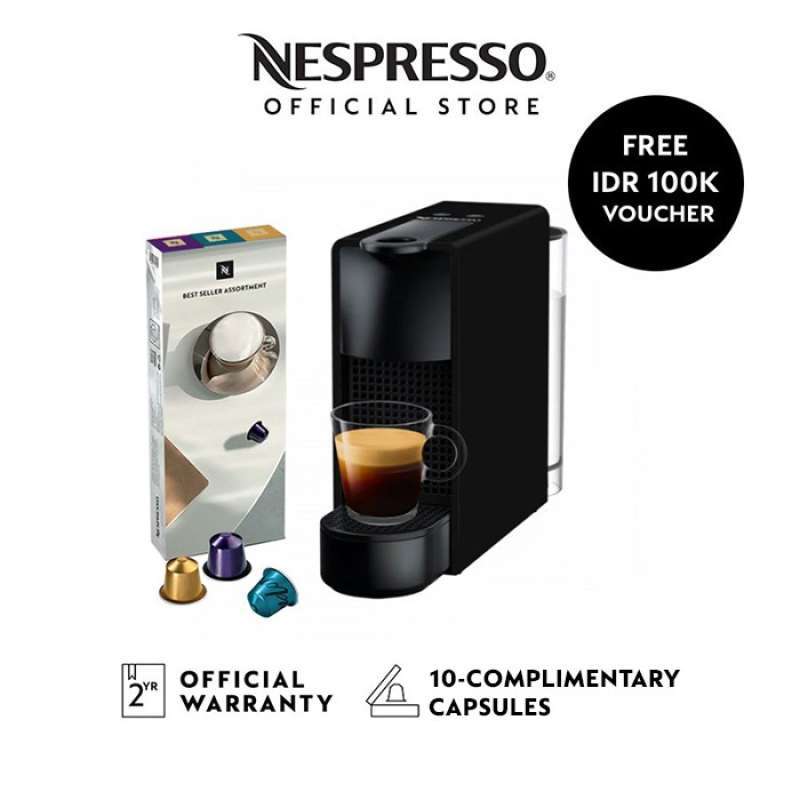 Promo Nespresso Essenza Mini Coffee Machine Black Bundle With 30