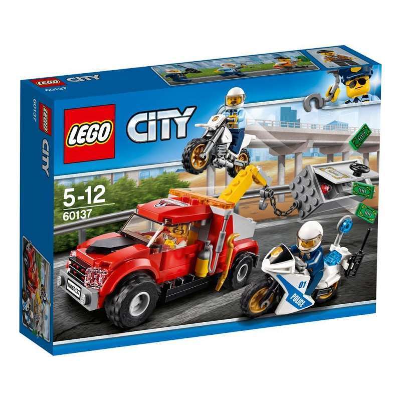 LEGO City 60137 Tow Truck Trouble Set Building Kid Toy Motorcar Toys Town  Police Motor Bike Cars Motorbike Mainan Balok Anak Mobil
