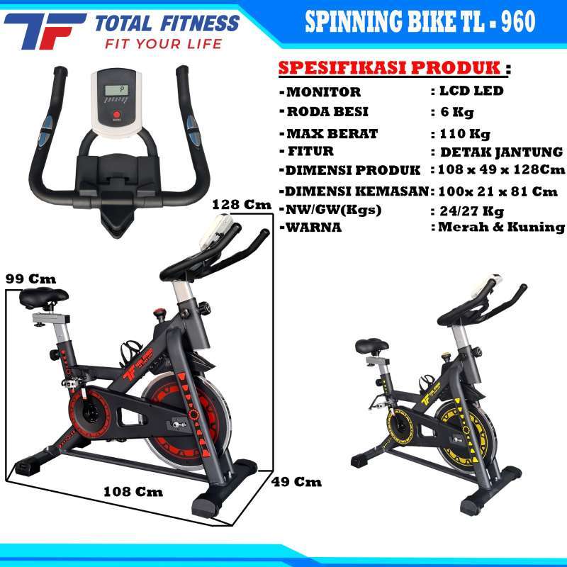 TOTAL FITNESS Spinning Bike Sepeda Fitness Besar Indoor TL-960 Sepeda Statis