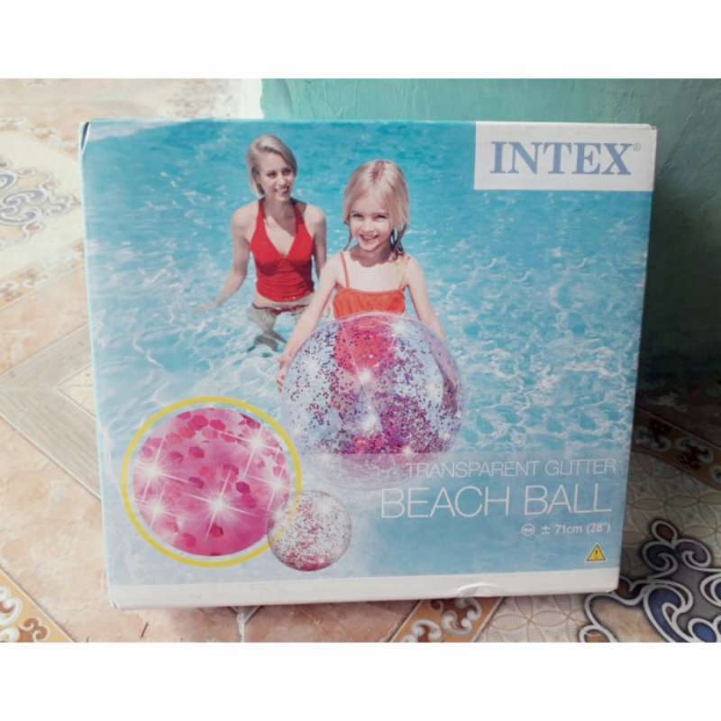 Bola Renang Intex 58070 Transparent Glitter Beach Balls
