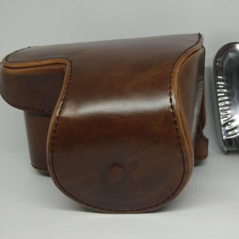 leather case cover camera bag tas kamera sony alpha 6000 a6000 coffee