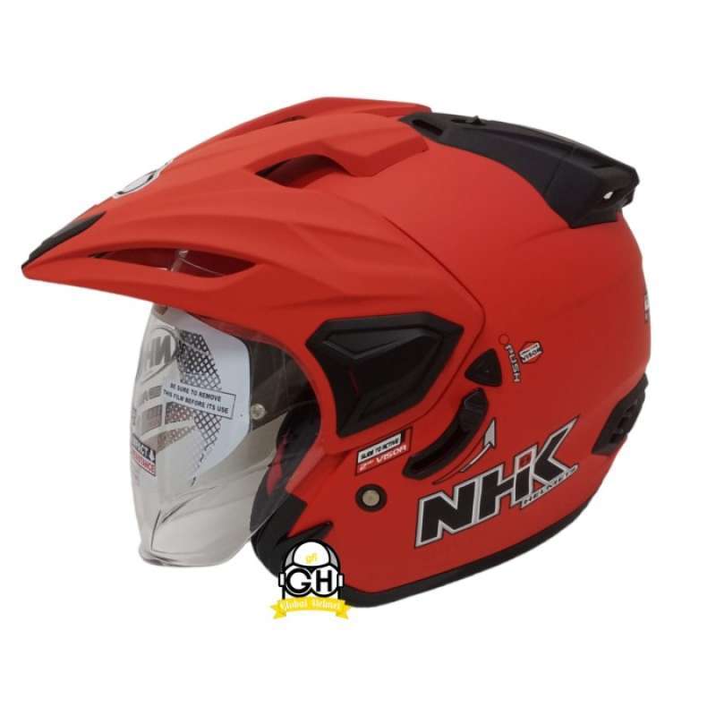 Promo Helm Half Face Nhk Predator Crypton Solid Red Doff Double