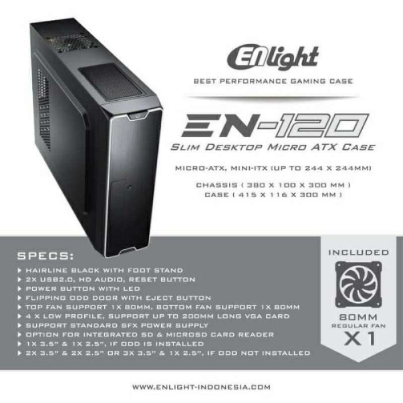 Promo Casing Pc Mini Slim Enlight En 120 With 300W 80 Bronze