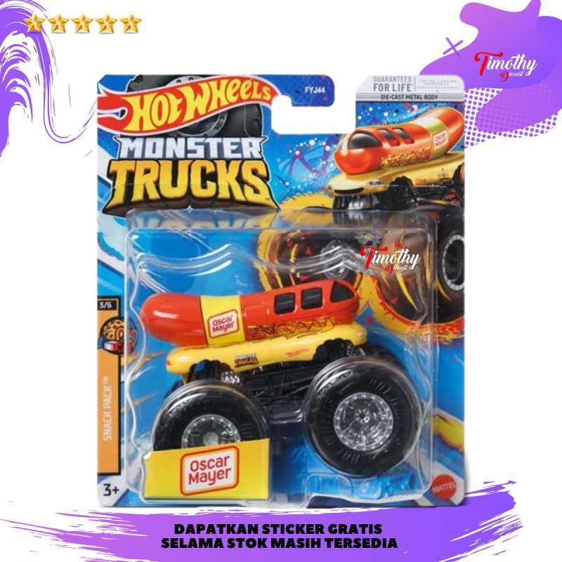 Jual Hot Wheels Monster Trucks Oscar Mayer Hot Dog Merah Mainan