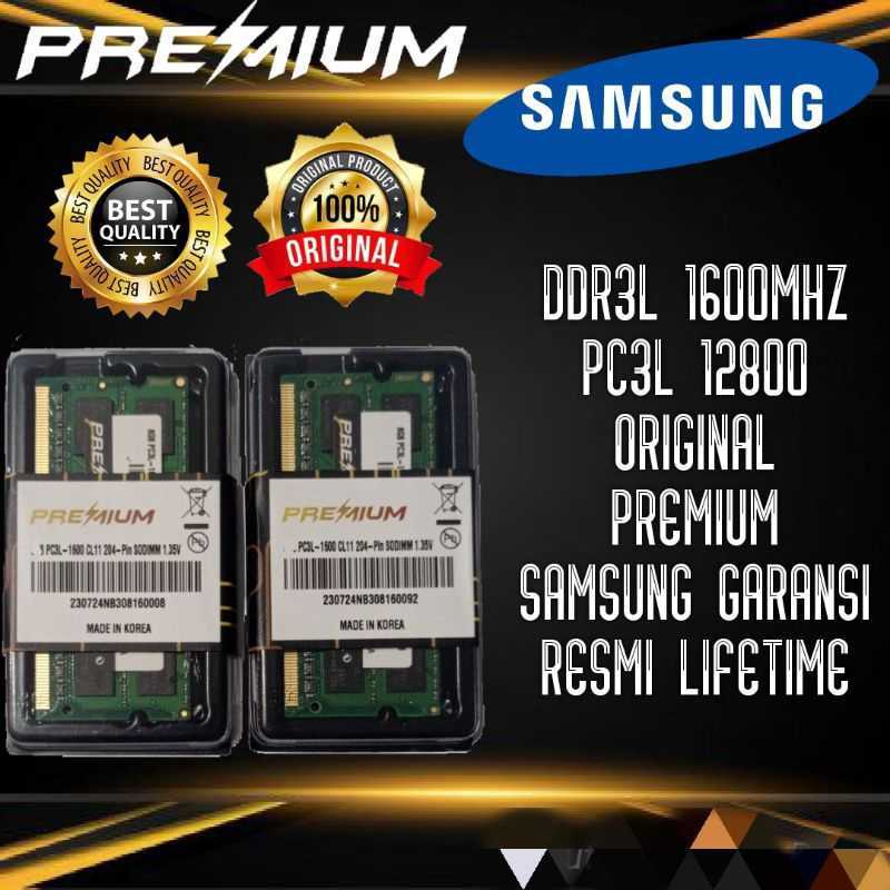 RAM NB LAPTOP DDR3L 4GB 8GB 1600MHZ PC3L 12800 GARANSI RESMI SAMSUNG  PREMIUM ORIGINAL