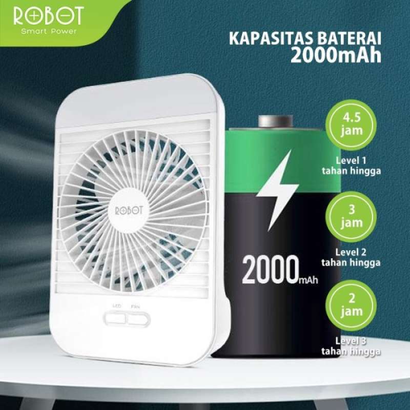 kipas angin robot rt bf14 / kipas portable lampu emergency robot bf14